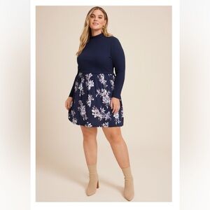 Elegant Navy Floral Dress